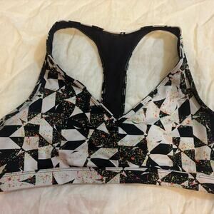 VICTORIAS SECRET Sports Bra Large Victoria Sport Black White Colorful Splatter